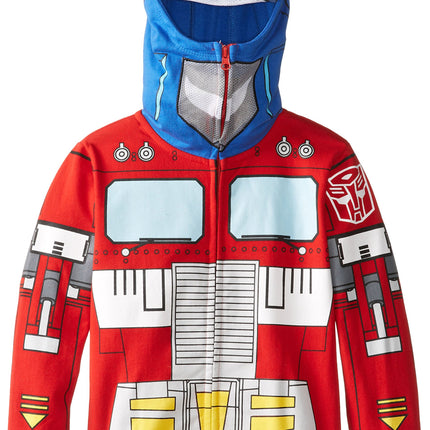 TRANSFORMERS Optimus Prime Disfraz con cremallera y máscara con capucha para niños pequeños, sudadera con capucha roja