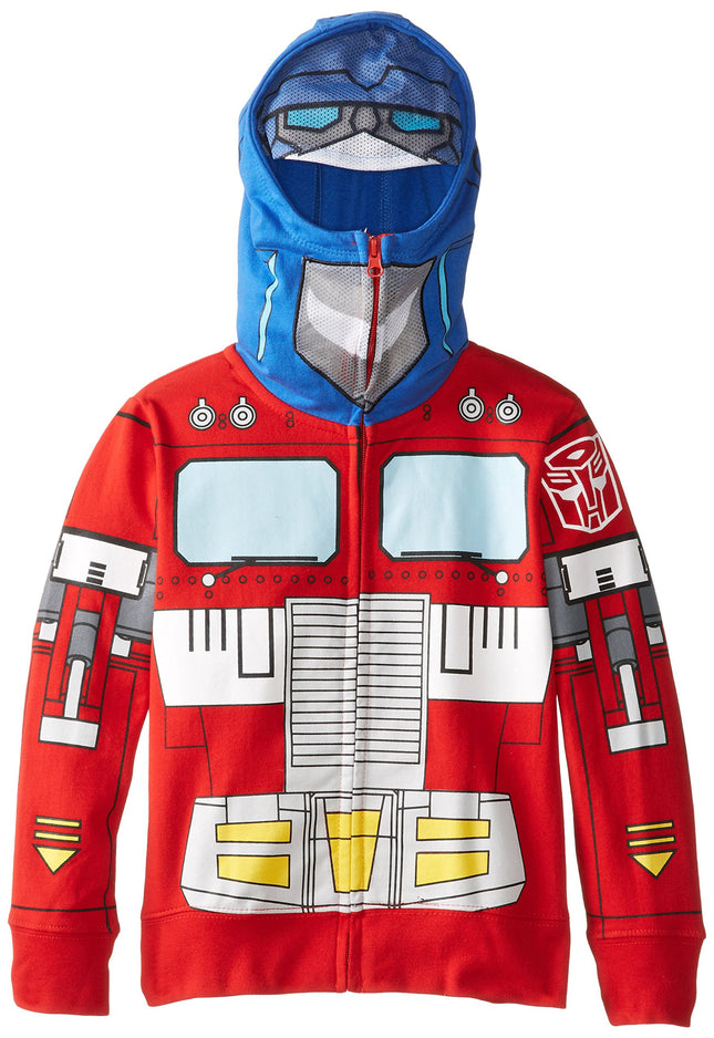 Sudadera con capucha y máscara con cremallera Transformers Optimus Prime para niño, color rojo