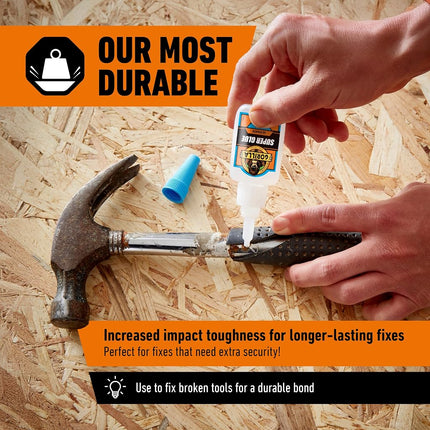 Gorilla Ultimate Super Glue, Clear Glue, 15 Grams (Pack of 1) - Fast-Setting Cyanoacrylate for Quick Fixes & Repairs with Anti-Clog Cap
