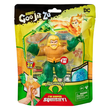 Heroes of Goo Jit Zu Dc Hero Pack - Super Goopy Aquaman 4.5-Inch Tall Action Figure, Perfect Christmas/Birthday Present For 4 To 8 Year Olds, Squishy, Stretchy Tactile Play