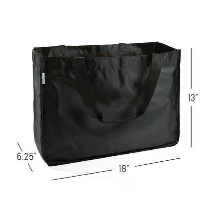 Fit & Fresh, Black Set of 3 Grocery Totes with Handles, Reusable, Eco-Friendly, Nylon