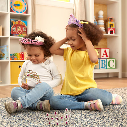 Melissa & Doug: Juego de tiaras de disfraz para niños (4 piezas) – Coronas de princesa de juguete para juegos de rol – Juguetes de joyería preescolar para niñas de 3 años en adelante