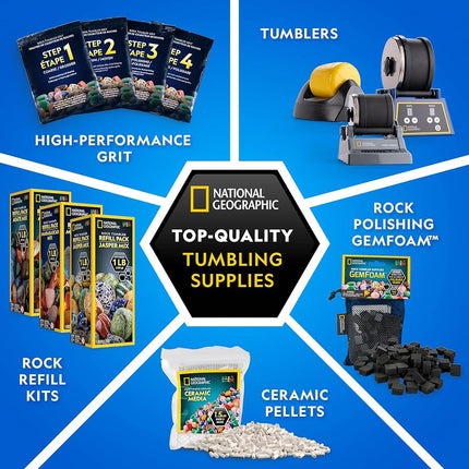 NATIONAL GEOGRAPHIC Rock Tumbler Media – Ceramic Media for Rock Polisher, Use with Rock Polishing Grit, Protects Rocks from Breaking, Improves Tumbling Action, Reusable, Rock Tumbling Supplies