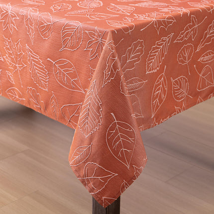Laura Ashley Tablecloth Raised Woven Embroidered Jacquard Fabric, Wrinkle Resistant for Dining, Holiday, Party, Wedding or Banquet, 60" x 120", Maple Spice