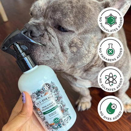 Poo-Pourri Furrest Fresh 8oz Dog Coat Deodorizing Spray – Plant Derived Ingredients – Vet Recommended – Paraben & Sulfate-Free - Grooming perfume Spray for Dog Odor – Fir, Amber, & Cedarwood Scent