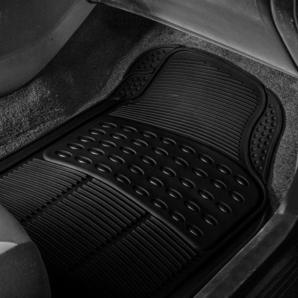 FH Group Climaproof� Trimmable Non-Slip Vinyl Floor Mats Full Set - Universal Fit for Cars Trucks and SUVs (Black) F11306 + F16400