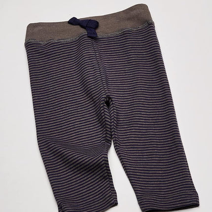 Hudson Baby Baby Cotton Pants, 3 Pack, Navy/Gray Striped, 9-12 Months