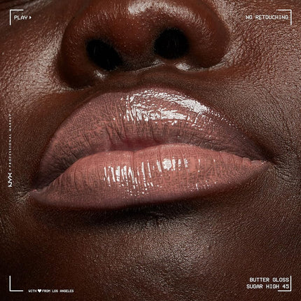 NYX PROFESSIONAL MAKEUP Butter Gloss Brown Sugar, Non-Sticky Lip Gloss - Sugar High (Peachy Light Nude)