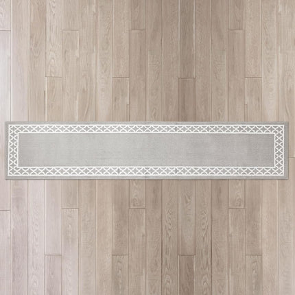 Nautica – Runner Rug | Indoor Runners for Hallways and Entry Rugs| Non-Slip and Non-Skid Entry and Kitchen Door Mat| Machine Washable Entryway Carpet Rugs | 2'6" x 12' | Trellis Light Grey