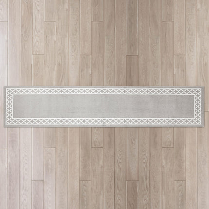 Nautica – Runner Rug | Indoor Runners for Hallways and Entry Rugs| Non-Slip and Non-Skid Entry and Kitchen Door Mat| Machine Washable Entryway Carpet Rugs | 2'6" x 12' | Trellis Light Grey