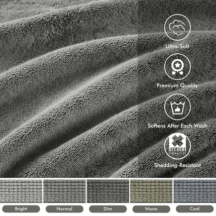 Madison Park 800GSM 100% Cotton Luxury Turkish Bathroom Towels, Highly Absorbent Long Oversized Linen Cotton Bath Towel Set, 8-Piece Include 2 Bath Towels, 2 Hand Towels & 4 Wash Towels, Grey