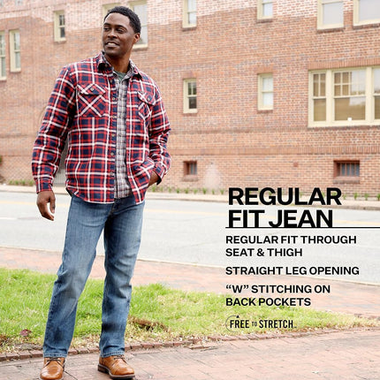 Wrangler Men's Free-to-Stretch Regular Fit Jean, Naval, 42W x 30L