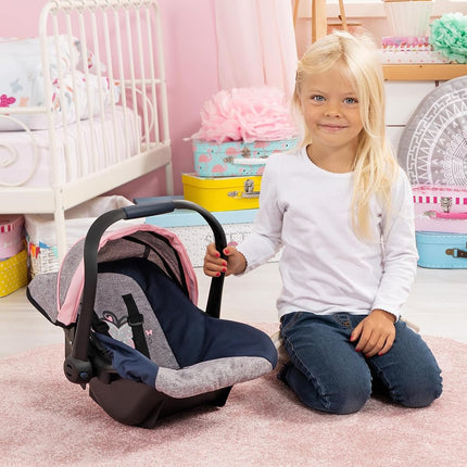 Bayer Design Doll car seat, with sun canopy, adjustable handle, harness