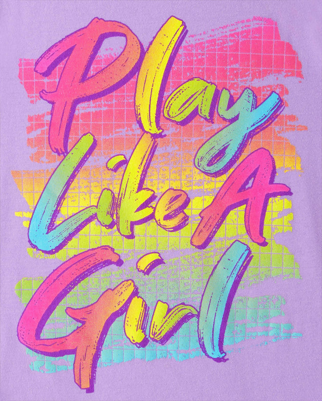 The Children's Place T-shirts graphiques à manches courtes Girl Power, paquets multiples, Ballerine/But/Joue comme une fille, paquet de 3, petit
