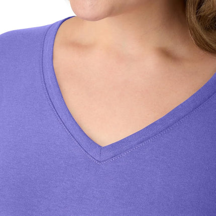 Hanes Women's Long Sleeve Cotton V-Neck T-Shirt, Lightweight V-Neck Tee, Modern Fit, Petal Purple, M