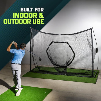 GoSports 10 ft x 7 ft PRO Golf Practice Hitting Net - Personal Driving Range for Indoor or Outdoor Practice