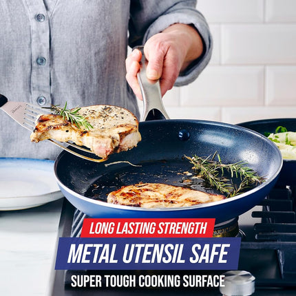 Blue Diamond Cookware Diamond Infused Ceramic Nonstick 12" Frying Pan Skillet PFAS-Free Dishwasher Safe Oven Safe Blue