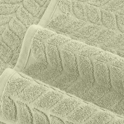 Elegant Comfort Luxury 6-Piece 100% Turkish Cotton Jacquard Braided Textured Premium Hotel Quality Towel Set– Soft and Absorbent, Includes 2 Bath Towels, 2 Hand Towels and 2 Washcloths, Jade Green
