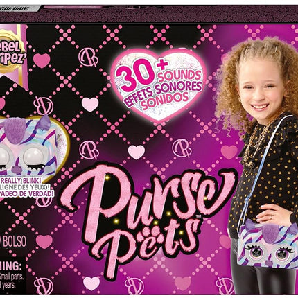 Purse Pets, Metallic Mood Rebel Stripez, Interactive Pet Toy and Crossbody Shoulder Bag with over 30 Sounds and Reactions, Kids Toys