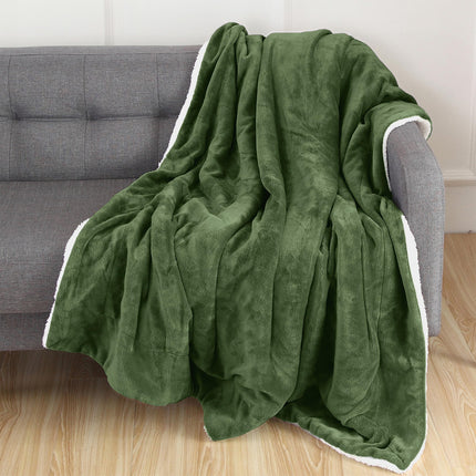 Elegant Comfort Reversible, Solid Sherpa Throw Bla