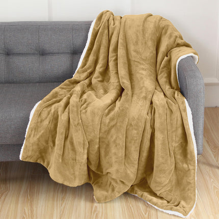 Elegant Comfort Reversible, Solid Sherpa Throw Bla
