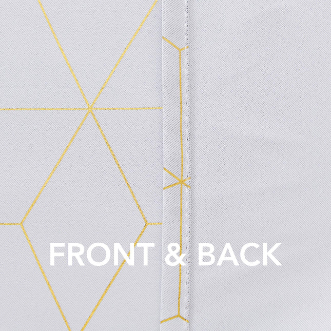 Deconovo Cortina Opaca 2 Paneles, Cortinas de Habitación Estampadas con Lámina de Diamante Dorado, Cenefas con Ojales que Bloquean la Luz para Sala de Estar, Blanco Estrellado Grisáceo, 52W x 63L Pulgadas