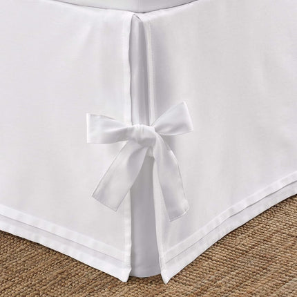 Laura Ashley | Luxury Premium Hotel Quality Bedskirt, Easy Fit, Anti Wrinkle & Fade Resistant, Stylish Design for Home Décor, Sateen 100% Cotton, White, Twin