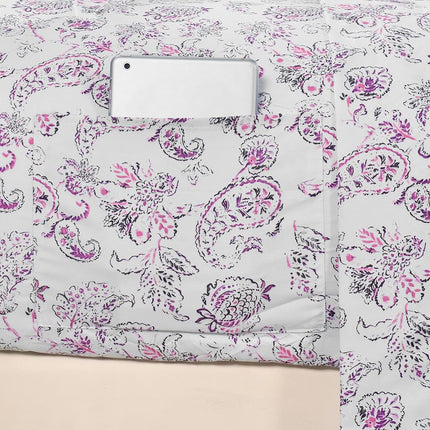 Elegant Comfort Softest and Coziest 6-Piece Sheet Set - 1500 Premium Hotel Quality Microfiber - Deep Pocket, Wrinkle Resistant 6-Piece Paisley Pattern Bed Sheet Set, Full, Paisley Purple