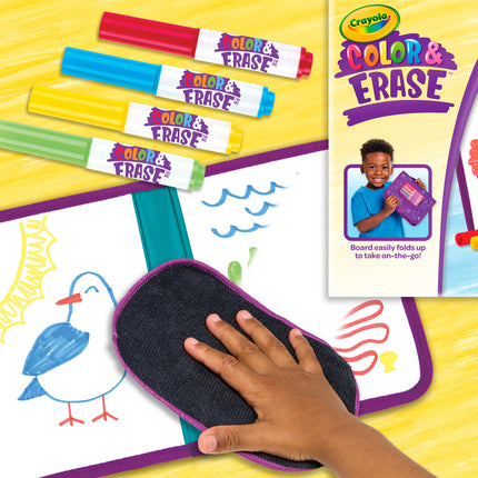 Crayola Color & Erase Reusable Travel Drawing Board Kit for Kids, Toddler Coloring Set, Gift for Boys & Girls, 3+