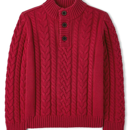 Gymboree Boys' and Toddler Long Sleeve Cable Knit Sweaters, Salsa Red, 4T