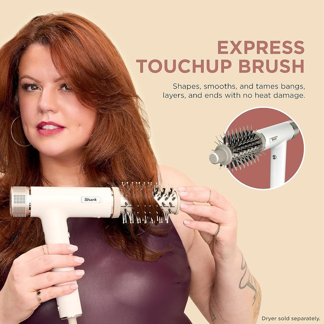 Shark XSKHD3RRBA SpeedStyle Express Touchup Brush, Attachment for Shark SpeedStyle Blow Dryers (Work with HD3xx Series only), Hair Drying & Styling Tool, for Shaping Bangs, for All Hair Types, Stone