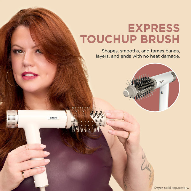 Shark XSKHD3RRBA SpeedStyle Express Touchup Brush, Attachment for Shark SpeedStyle Blow Dryers (Work with HD3xx Series only), Hair Drying & Styling Tool, for Shaping Bangs, for All Hair Types, Stone