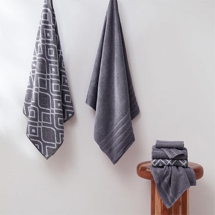 Amrapur Pacific Coast Textiles 6 Pc Yarn Dyed Towel Oxford Gray Lavender, 6-Piece