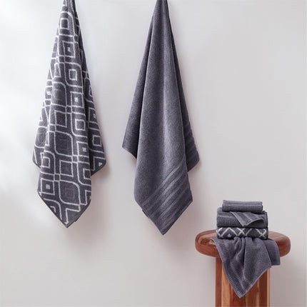 Amrapur Pacific Coast Textiles 6 Pc Yarn Dyed Towel Oxford Gray Lavender, 6-Piece