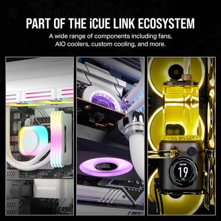 Corsair iCUE LINK QX120 RGB 120mm Magnetic Dome RGB Fans - Triple Fan Starter Kit with iCUE LINK System Hub - White