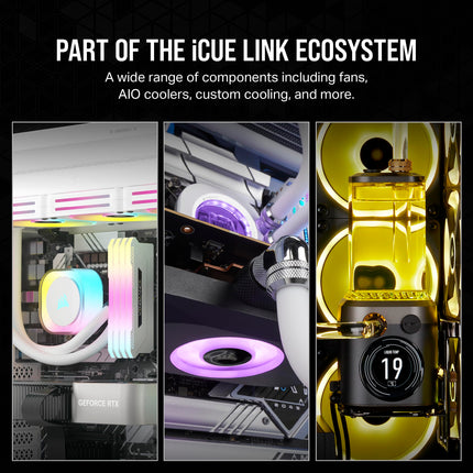Ventilateurs RGB Corsair iCUE LINK QX120 RGB 120mm à dôme magnétique - Kit de démarrage triple ventilateur avec concentrateur système iCUE LINK - Blanc