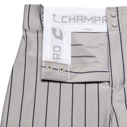 CHAMPRO Boys Traditional Fit Triple Crown Classic Baseball Pants with Knit-in Pinstripes and Reinforced Sliding Areas, White, Navy Pin, Medium