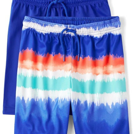 The Children's Place Pantalones Cortos de Baloncesto Atléticos para Niño, Paquete de 2 Sólido/Degradado, Mediano