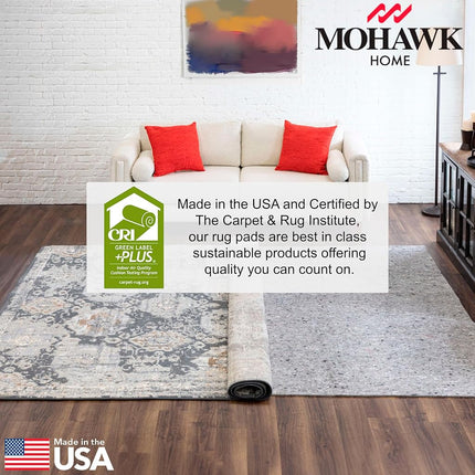 Mohawk Home 4' x 6' Non Slip Grip Rug Pad 3/8" Thick Dual Surface Felt Cushion + Rubber Gripper - Safe for All Floors