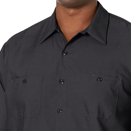 Red Kap Men's Industrial Work Shirt, Regular Fit, Long Sleeve Utility Button, Black, Medium