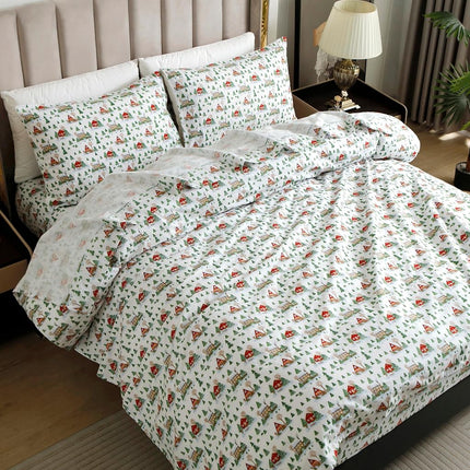 Elegant Comfort Ultra Soft 4-Piece 100% Turkish Cotton Flannel Sheet Set - Holiday Christmas Flannel Sheets, Warm and Cozy Premium Quality, Deep Pocket Fitted Sheet- Full, Cozy Lodge