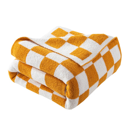 Elegant Comfort Checkered Throw Blanket, Gold Supe