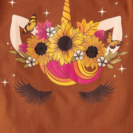 T-shirts graphiques à manches longues toutes saisons pour filles The Children's Place, lots multiples, Tis The Season/Flower Unicorn, lot de 2, taille M