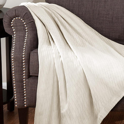 Superior 100% Cotton Thermal Blanket, Soft and Breathable Cotton for All Seasons, Bed Blanket and Oversized Throw Blanket with Luxurious Diamond Weave - King Size, Ivory