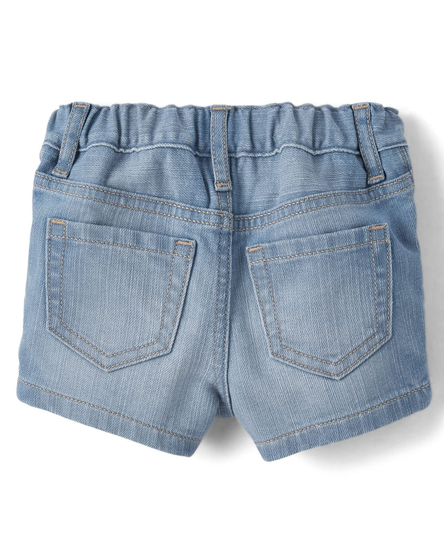 The Children's Place Baby Girls' and Toddler Jean Shortie Shorts, Peony Wash, 3T