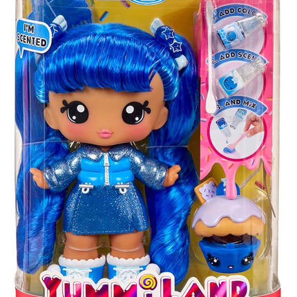 Yummiland Large Doll and Num Nom Lipgloss Pet - Rory Blueberry and Goodie - Scented Character Doll with DIY Lipgloss Kit - Suitable for Kids Ages 4+