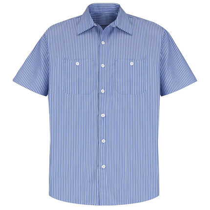 Red Kap Men's Industrial Stripe Work Shirt, Regular Fit, Short Sleeve