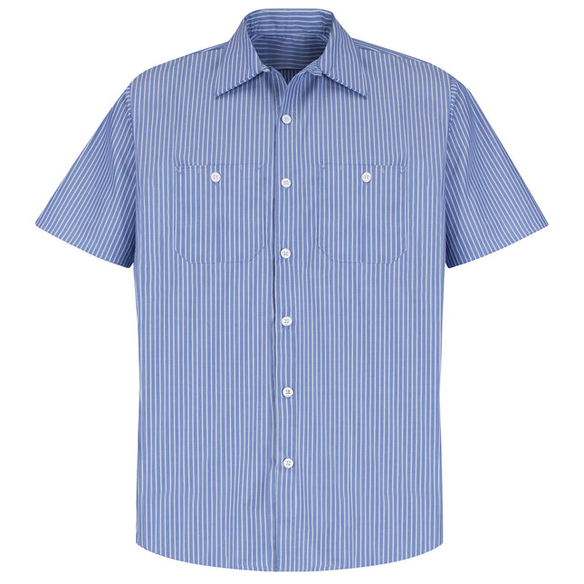 Red Kap Men's Industrial Stripe Work Shirt, Regular Fit, Short Sleeve