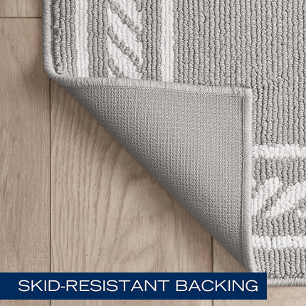 Nautica – Runner Rug 2 Piece Set | Indoor Runners for Hallways and Entry Rugs| Non-Skid Entry and Kitchen Door Mat| Machine Washable Carpet Rugs | 2'2" x 3'9" and 2'2" x 5' | Rope Border Light Grey