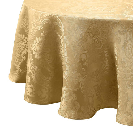 Elrene Damask Tablecloth, Polyester, Gold, 84" x 6